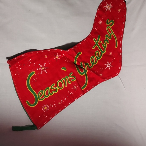 Vintage 1950 Christmas Stocking Christmas Design Snowmen Horse Season Greetings - Picture 2 of 10